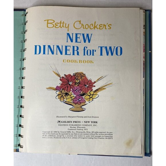Betty Crocker's New Dinner for Two Cookbook 1964 1st Ed 1972 Fourteenth Printing - Picture 6 of 10
